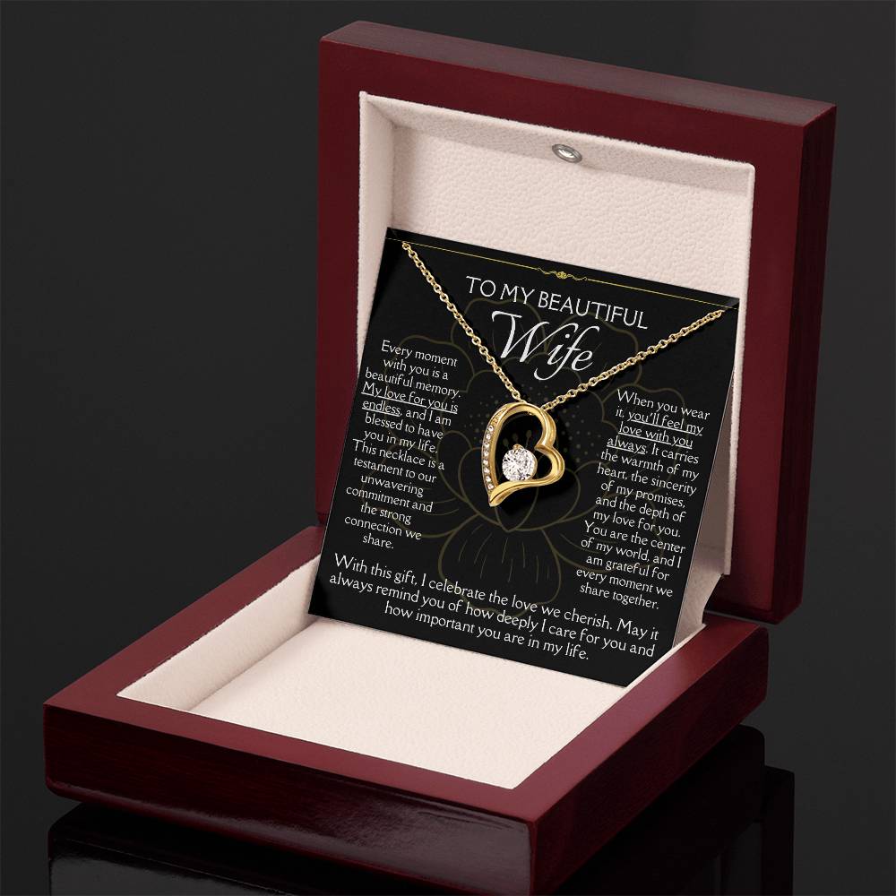 [FOR WIFE] Remind her of your endless love, Make her heart flutter, and celebrate your cherished bond with the Forever Love Necklace.