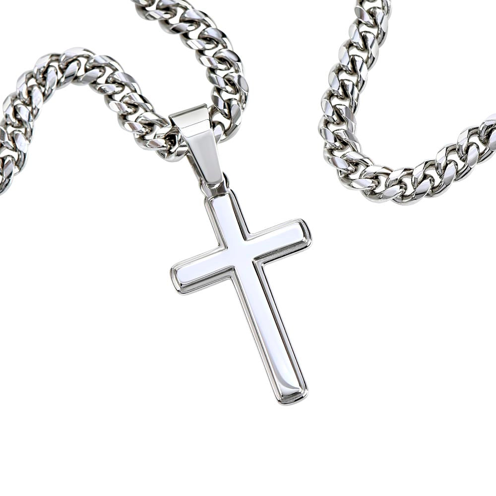 [FOR SON] PERSONALIZED CROSS NECKLACE: Make his heart soar, show how much he means to you, and express your unwavering support with the Personalized Cross Necklace.