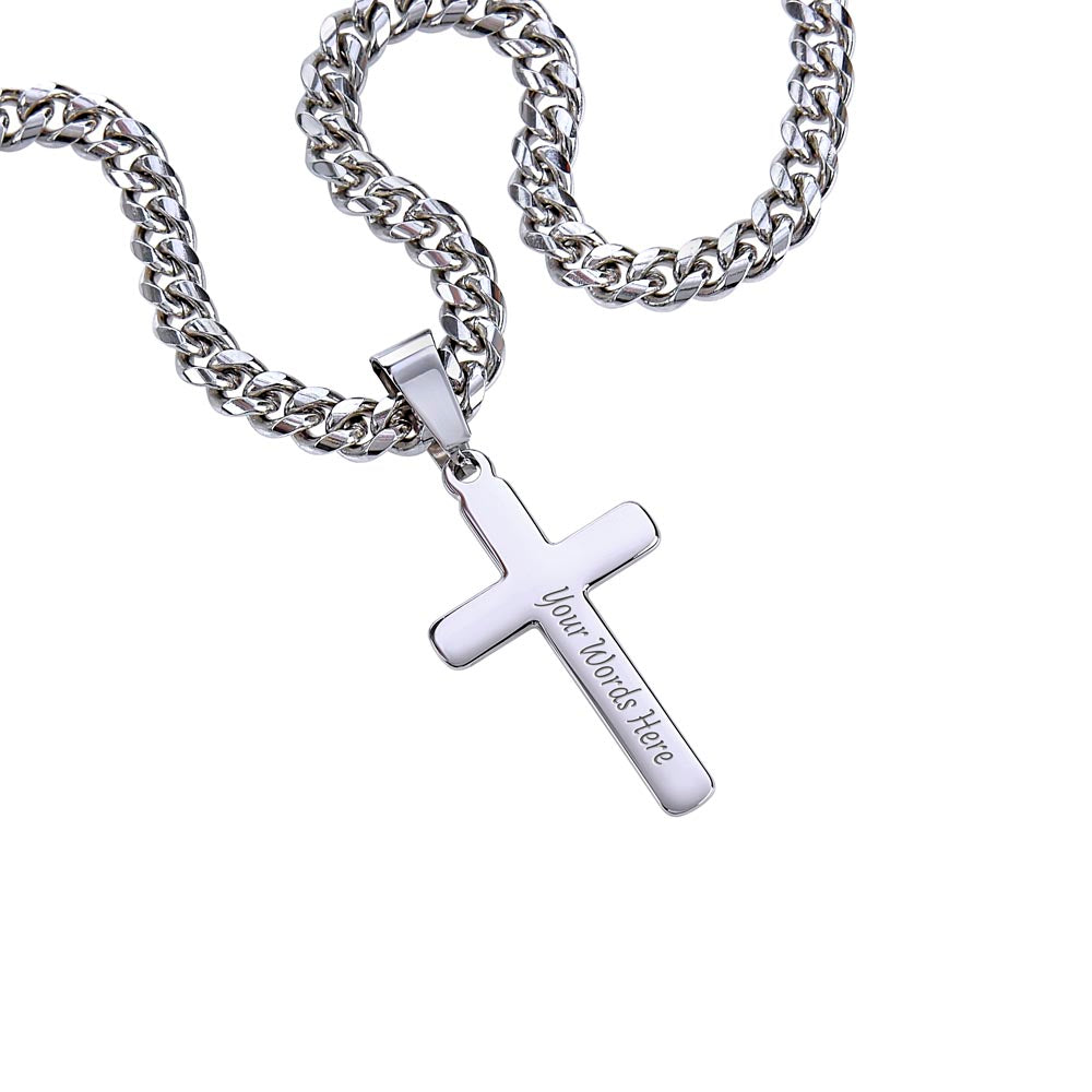 [FOR SON] PERSONALIZED CROSS NECKLACE: Make his heart soar, show how much he means to you, and express your unwavering support with the Personalized Cross Necklace.