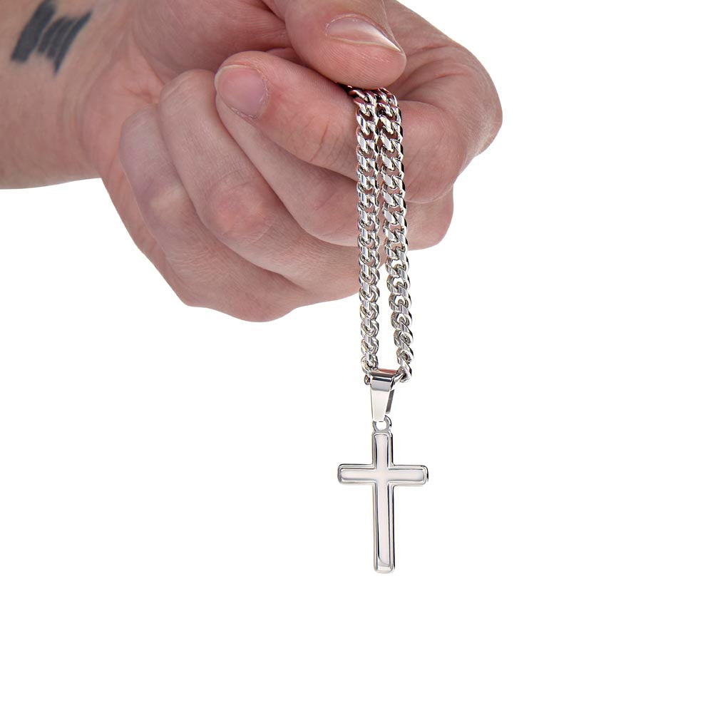 [FOR SON] PERSONALIZED CROSS NECKLACE: Make his heart soar, show how much he means to you, and express your unwavering support with the Personalized Cross Necklace.