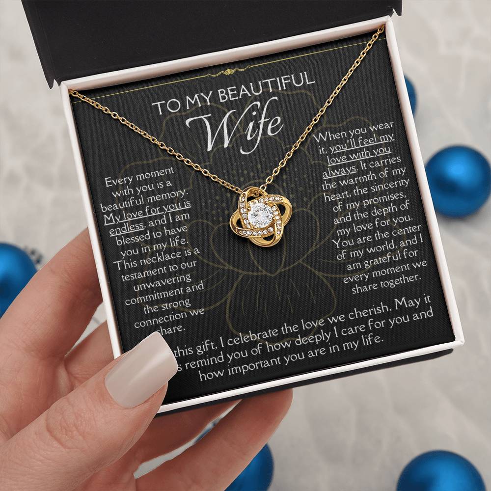 [FOR WIFE] Make her heart flutter, show how cherished she is, and express your deep feelings with the Love Knot Necklace.