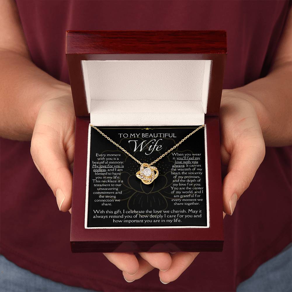 [FOR WIFE] Make her heart flutter, show how cherished she is, and express your deep feelings with the Love Knot Necklace.