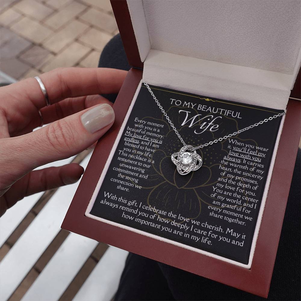 [FOR WIFE] Make her heart flutter, show how cherished she is, and express your deep feelings with the Love Knot Necklace.