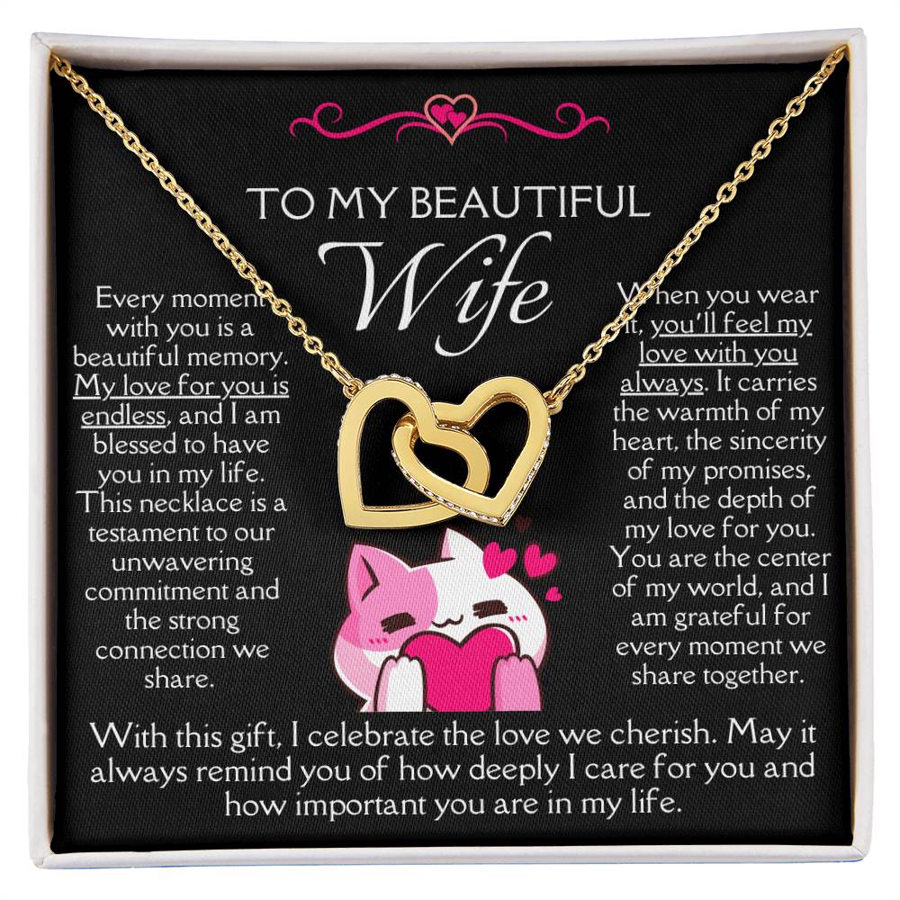 [FOR WIFE] Make her heart race, bring joyful screams of excitement, and celebrate your adorable bond with the Cute Interlocking Hearts Necklace.