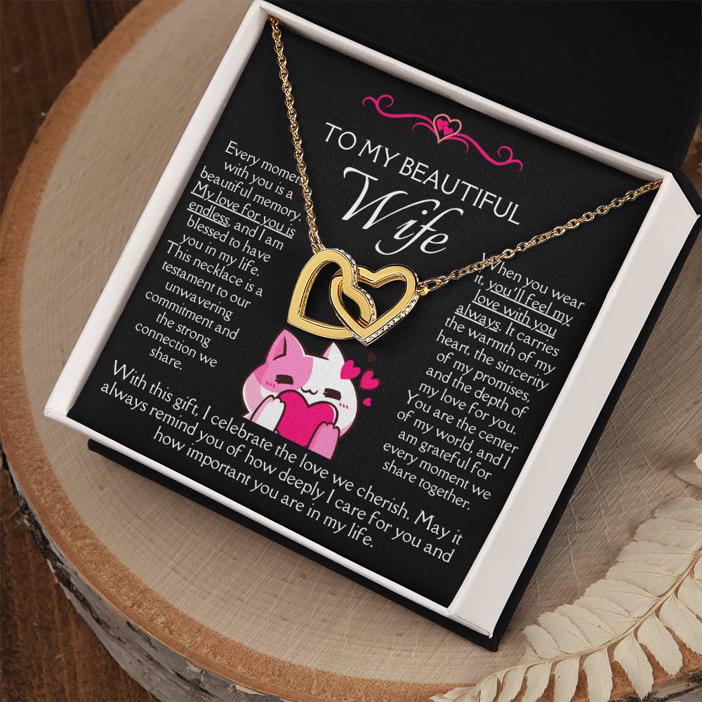 [FOR WIFE] Make her heart race, bring joyful screams of excitement, and celebrate your adorable bond with the Cute Interlocking Hearts Necklace.