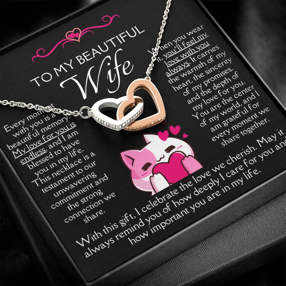 [FOR WIFE] Make her heart race, bring joyful screams of excitement, and celebrate your adorable bond with the Cute Interlocking Hearts Necklace.