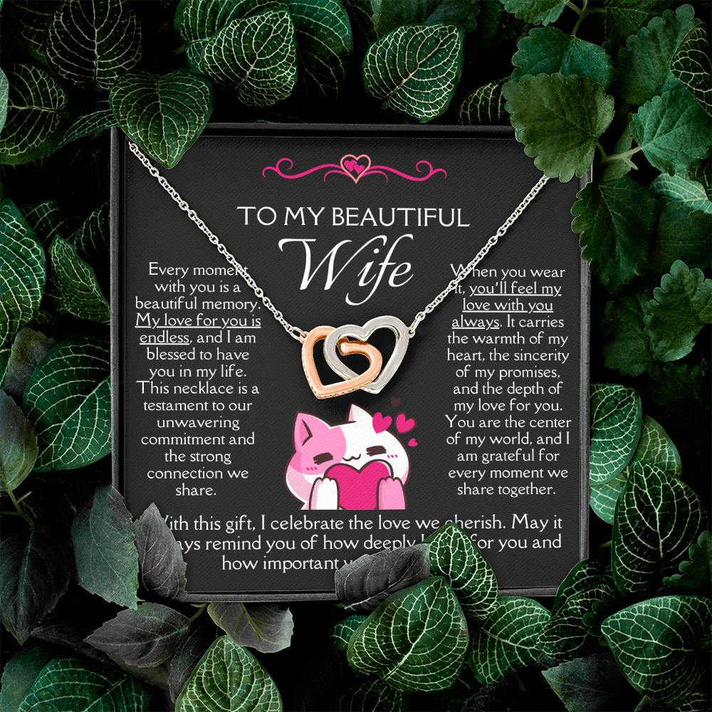 [FOR WIFE] Make her heart race, bring joyful screams of excitement, and celebrate your adorable bond with the Cute Interlocking Hearts Necklace.