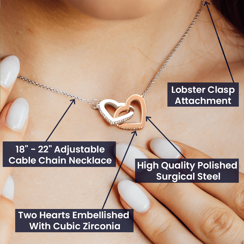 [FOR WIFE] Make her heart race, bring joyful screams of excitement, and celebrate your adorable bond with the Cute Interlocking Hearts Necklace.