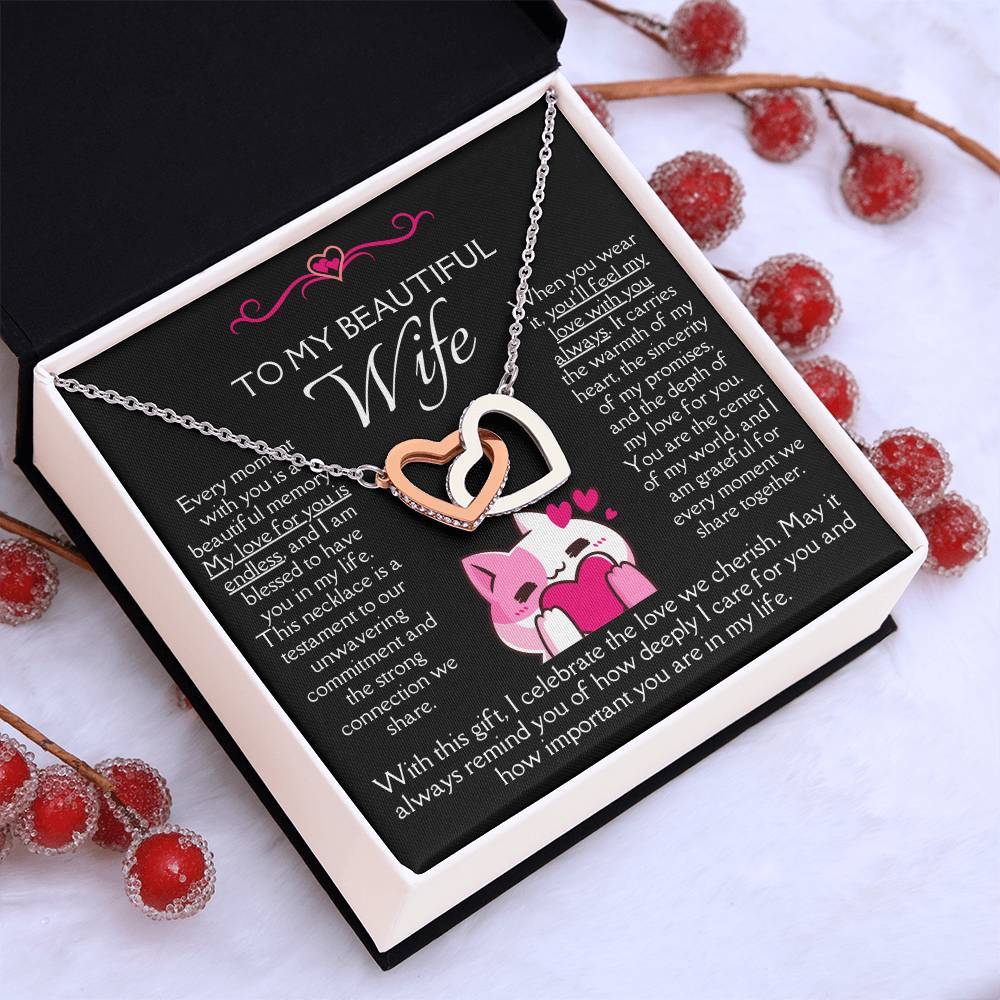 [FOR WIFE] Make her heart race, bring joyful screams of excitement, and celebrate your adorable bond with the Cute Interlocking Hearts Necklace.