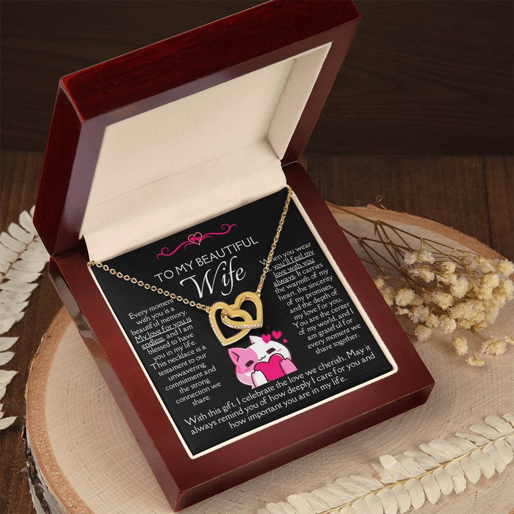 [FOR WIFE] Make her heart race, bring joyful screams of excitement, and celebrate your adorable bond with the Cute Interlocking Hearts Necklace.