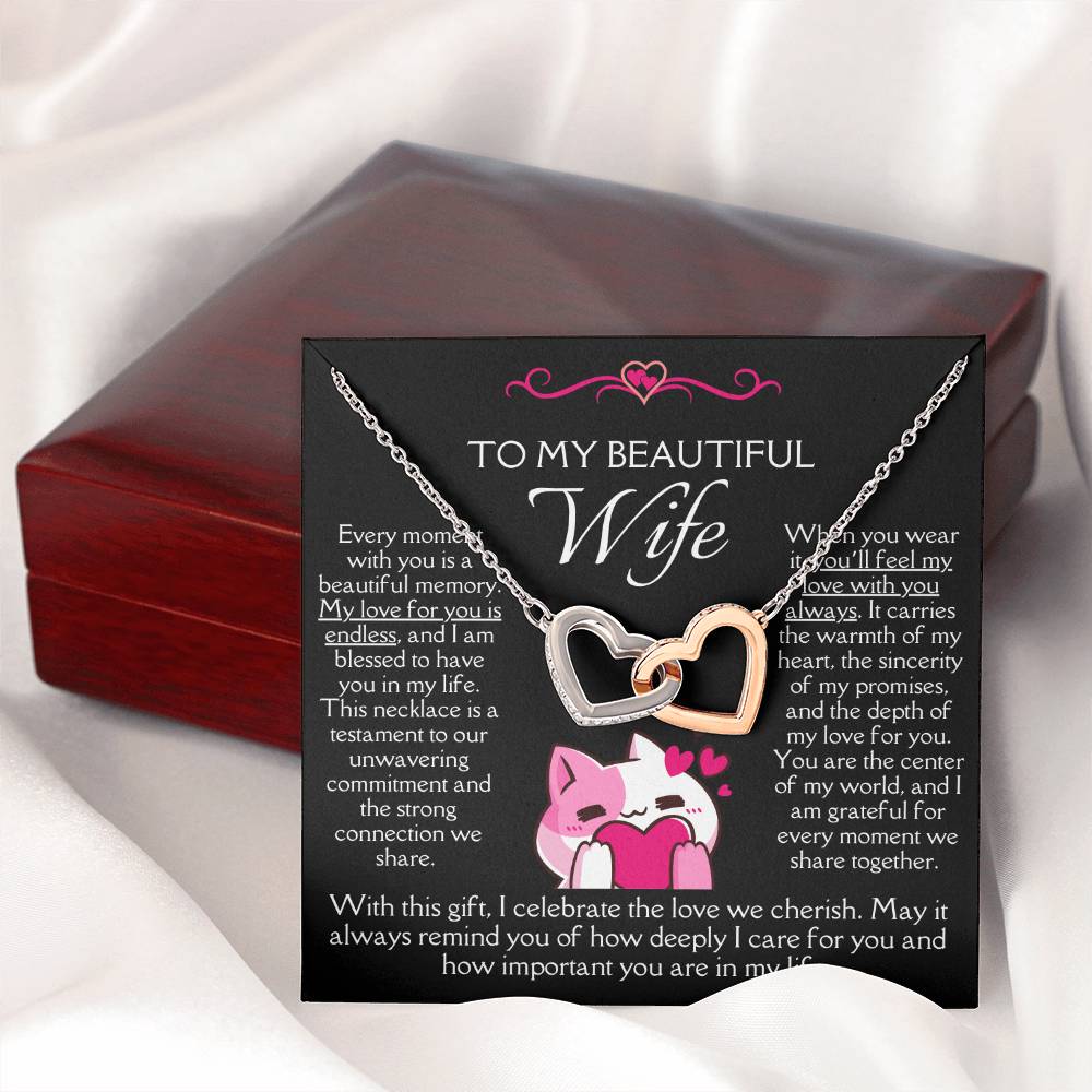 [FOR WIFE] Make her heart race, bring joyful screams of excitement, and celebrate your adorable bond with the Cute Interlocking Hearts Necklace.