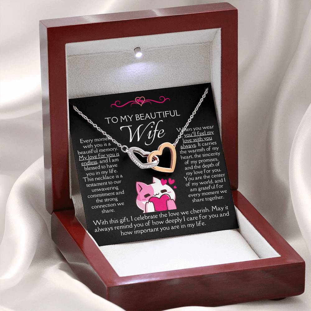 [FOR WIFE] Make her heart race, bring joyful screams of excitement, and celebrate your adorable bond with the Cute Interlocking Hearts Necklace.